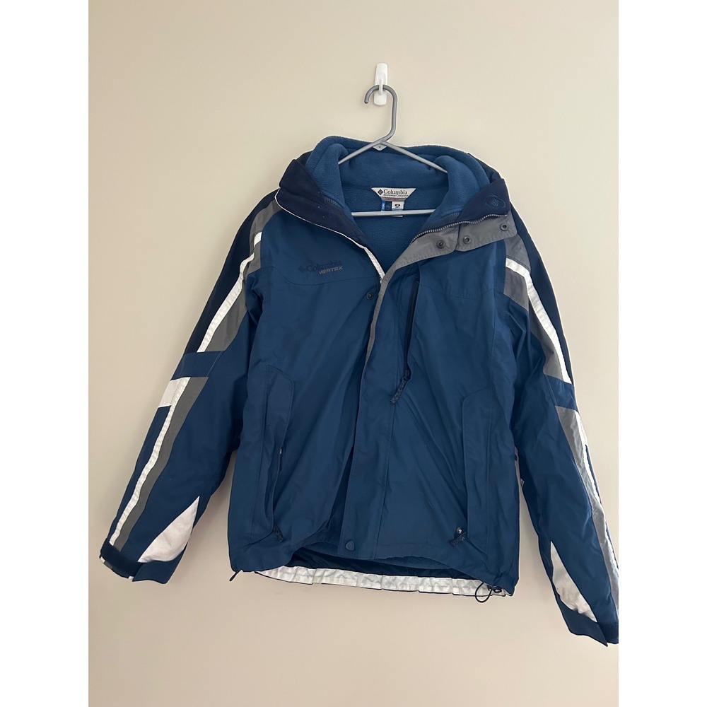 Columbia Vertex Interchange 2-in-1 Jacket Mens Medium Blue Gray Hooded Fleece